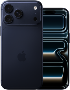 วางคู่กัน, iPhone 17 Pro Max, ภายนอกด้านหลัง, ระบบกล้องระดับโปร, เลนส์ 3 ตัว, ไมโครโฟน, แฟลช, สี [B28], iPhone 17 Pro, ภายนอกด้านหน้าในดีไซน์แบบหน้าจอทั้งหมด, สี [B28]